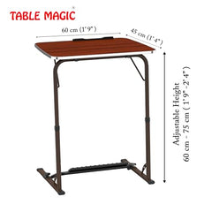 TABLE MAGIC- BADE Multipurpose Laptop Table Mat Finish - Adjustable, Foldable, Portable, Engineered Wood Top with Footrest, Top Size 60 * 45cm (X-Large, Midnight Black)