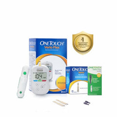 OneTouch Verio Flex glucometer with 10+50 Test Strips | Sync your results with OneTouch Reveal mobile app| Simple & accurate testing of blood sugar | Includes 10 Sterile Lancets + 1 Lancing device