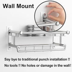 SIGNAMIO 6 Hook Shelf Adhesive Strip Wall Hanging Sticky Hook Black