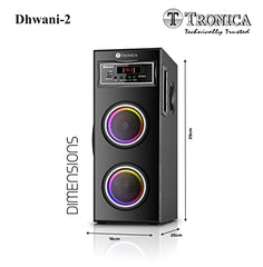 TRONICA Dhwani DJ 40Watt Bluetooth Tower Speaker | Bass-Boosted Party DJ Speaker & Home Theater Sound System with Wired Mic, FM, USB, AUX, TV, Remote,Wireless Music Streaming for Karaoke Night, Music