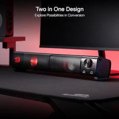 Redragon GS550 Orpheus PC Gaming Speakers, 2.0 Channel Stereo Desktop Computer Sound Bar with Compact Maneuverable Size, Quality Bass and Decent Red Backlit, USB Powered w/ 3.5mm Cables, Doom Eternal