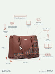 ZOUK Office Essential Bag | Jute | Vegan Leather Handcrafted Tote Bag With Double Handle Shoulder Strap | Bristel