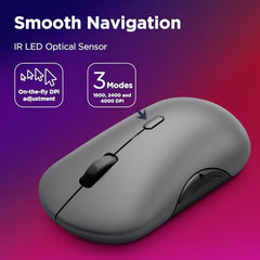 Lenovo 700 Multi-Device Wireless Silent Mouse, Bluetooth 5.3 or USB-A 2.4Ghz, Upto 5million Button clicks, 4000 DPI, Soft Touch Grip, Programmable Buttons, Dynamic Scroll Wheel, Seashell