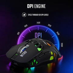 Acer Nitro Phantom X12 Tri-Mode Gaming Mouse | 2.4GHz Wireless | Bluetooth | Wired Mode | 12000 DPI Precision Sensor | RGB Lighting | 1000Hz Polling Rate | Programmable Buttons | Rechargeable | RGB