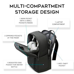 Red Lemon BANGE Venture 30L Laptop Backpack for Men & Women | Large Backpack with YKK Zippers | Water-Resistant, Durable Oxford & Nylon Fabric Fits 15.6" Laptops for Office & Travel (Black)