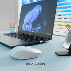 ZEBRONICS Zeb-Jaguar Wireless Mouse, 2.4GHz with USB Nano Receiver, High Precision Optical Tracking, 4 Buttons, Plug & Play, Ambidextrous, for PC/Mac/Laptop (Black+Grey)
