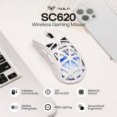 AULA SC620 Gaming Mouse, PAW3311 Sensor, 12000DPI, 1000Hz, Wired & Wireless