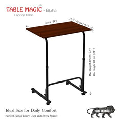 TABLE MAGIC- BADE Multipurpose Laptop Table Mat Finish - Adjustable, Foldable, Portable, Engineered Wood Top with Footrest, Top Size 60 * 45cm (Beige- Wenge)
