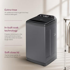Godrej 10 Kg 5 Star with 5 Years Comprehensive Warranty, AI Tech, Inbuilt Heater, Fills Tub at ~0 Water Pressure, Steel Drum Fully Automatic Washing Machine (WTEON ADA 10 5.0 FEFH GLGR, Glacial Grey)