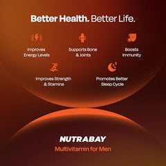 Nutrabay Active Multivitamin for Men with Zinc, Magnesium, Vitamin B,C,A,E – Enhances Energy, Immunity & Better Sleep– 120 Veg Capsules