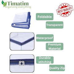 Timatim Transparent Plastic Clothes Cover Organiser for Wardrobe PVC Storage Bag for Saree, Shirts, Clothes, Lehenga Blankets Bedsheets Garment Protector Cover (Pack 2 pcs., Large (45x33x25 cms))