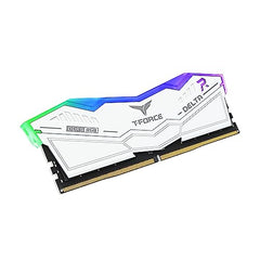 TeamGroup T-Force Delta RGB 2x16GB 6000MHz (6000MT/s) CL38 White 32GB DDR5 RAM Kit, Desktop Gaming Memory, Metal Heatsink, ARGB Sync, ECC, XMP 3.0/EXPO, For Intel/AMD CPU, High Performance Low Latency
