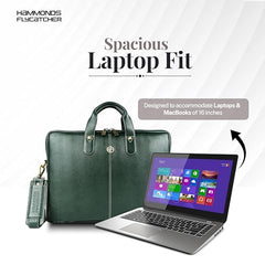 HAMMONDS FLYCATCHER Genuine Leather Office Bag for Men - 15.6 Inch Laptop Bag for Men for Professionals, Business Travelers - Adjustable Straps & Multiple Compartments - 1 Year Warranty - Brown