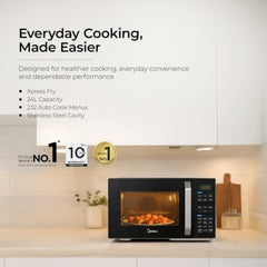 Midea 28 L Convection Microwave oven with Air Fry & Grill (MMOP03XA-ECSEBK) | 326 Auto cook menu | 900W | Child Lock