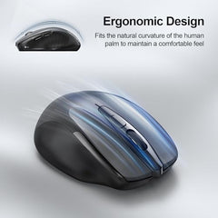 TECKNET Wireless Mouse, BT 5.0/2.4G, Rechargeable 6-DPI Silent, Grey