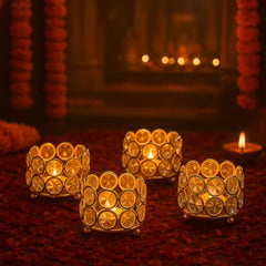 CentraLit Tealight Candle Holder Votives Bowl Iron Artware for Home Decoration, Christams Diya Diwali Decoration Lights Centerpieces for Wedding Home Party Table Decor (Gold (Pack of 10))