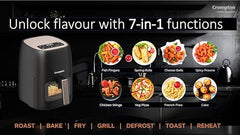 Crompton Ameo Edge 5L Digital Air Fryer, NutriGuard Technology, 10 Preset Menus, Interactive Digital Display, SilentPro Technology, Edge-to-Edge Design,1 Year Warranty (ACGAF-AMEO EDGE 5L)