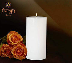 Floryn Decor® Paraffin Wax Pillar Candle (Set of 6, 3 X 6 Inch, White) | Dripless | Smokeless | Unscented | Burning time- 60 hrs | Hand Poured | Christmas Candle
