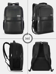 Lavie Sport 45cm Pioneer 24 Litres Laptop Backpack with Trolley Sleeve For Men & Women|Vegan Leather|Office Travel Backpack|Front organizer|Bottle Holder|Fits upto 14" Laptop