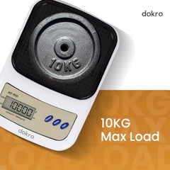 Dokro Digital Weighing Scale for Kitchen(LCD, Green), Kitchen Scale with High-Precision Sensors, TARE Function, 1g-10kg Range, with 2 AAA Batteries | Portable Food weight scale for home, baking, diet