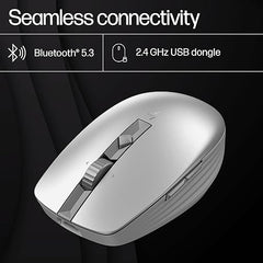 HP 710 Rechargeable Silent Mouse/6 programmable buttons/90-day Rechargeable Battery Life Track-On Glass Sensor(Silver)