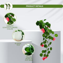fancymart Artificial Flower Plant Home Décor with Small Size Pot | Pack of 2 | Plant Hanging for Home Decor | Office Decor (DESIGN-01)