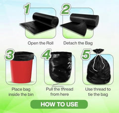 Newtone Garbage Bags | Large 24 X 32 Inches | 90 Bags (15 Bags X 6 Rolls) | Dustbin/Trash bin | Pouch Packing | (Green)