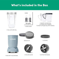 Nutribullet Pro 900W Slate, 12 Pcs Set, USA #1 Mixer/Grinder/Smoothie Maker, "The Original Nutribullet", Best Blender, Food Processor, 3 Unbreakable Jars, 2 Blade Sets(Wet & Dry), 900W, 2 Yrs Warranty