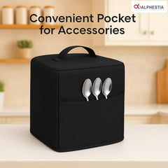ALPHESTIA Air Fryer Cover for Philips 4.2L NA120/00, HD9252/90, HD9200/90 & Other 4.1-4.5L Air Fryers Waterproof, Dustproof Air Fryer Cover with Pocket (BLACK, 4.1 TO 4.5 LITRES)