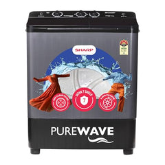 SHARP 9.0 kg, 5 star, Semi-Automatic Top Loading Washing Machine with HydroBlast Wash, Quadroniq Pulsator, 1300 RPM (ES-SD90NB-PR, Ruby Red, Pure Wave)