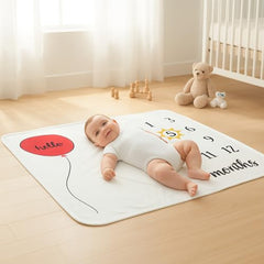 MOMISY Baby Milestone Blanket and Props for Baby's |1 to 12 Months Prop |Baby Bedding |Ac Room Blanket for Summer|Newborn| Infants Winter Blanket(RedBalloon)
