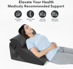 Orthowala Premium Adjustable Bed Wedge Pillow with Headrest – Memory Foam Support for Acid Reflux, Snoring, Back & Leg Pain – 2 Years Warranty