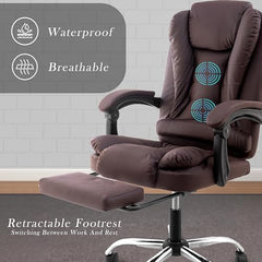 Casa Haus Italia Premium Leatherette Office Chair for Work | Boss Chair, Ergonomic Executive, Luxurious Cushioned Arms & Seat, 2 Point Back Massager, Heavy Duty Metal Base (Burgundy)