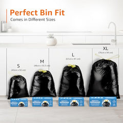 Amazon Basics Multipurpose Drawstring Garbage Bags | Large | 15 Count | Heavy Duty Garbage Bag | Jasmine Fragrant Garbage Bag | Odour Control | No Tear Removal