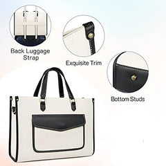Womanix Laptop Tote Bag,14 inch Laptop Bag, Shoulder Bags With Back Trolley Strap, Casual Briefcase, Handbag for Travel, Office, College,Work