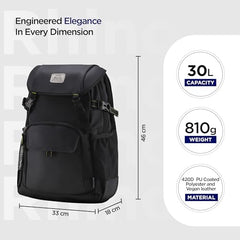 HARISSONS RHINO Laptop Backpack | 30L | Fits 15.6” Laptop | 420D PU-Coated Polyester & Vegan Leather | Office, Commute & Travel | Laptop Protection, Trolley Sleeve, Organizer (Grey)