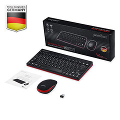 PERIDUO-712B Wireless Mini Keyboard & Mouse Combo – Compact Tenkeyless 2.4 GHz Set with 13 Multimedia Hotkeys, Portable 1000 DPI Mouse & Nano Receiver – Perixx