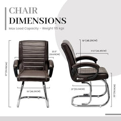 RATISON Special Director Principal Manager Office Visitor with arm Rest with Double Pipe Frame and Cushioned seat Back (2, Black, Double Pipe Frame)