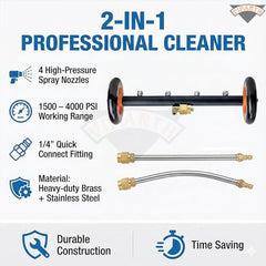 Viparth 16 Inch Dual-Function Undercarriage Pressure Washer | Underbody Car Wash, Bus | with 2 Piece Extension Wand | 4000 PSI | with 4 Spray Nozzle