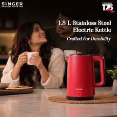 SINGER Cutie DX Electric Kettle 1350 Watts | 2 Years Warranty | 1.5 Liters | Quick Boil | Stainless Steel | Cool-Touch Handle and Lid | Auto Shut Off | Tea & Coffee, Instant Noodles, Rice, Soups