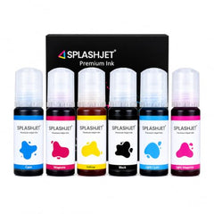 Splashjet 011/012 Compatible Refill Ink for Epson L8180 / L8160 Printer – Compatible Ink Bottle for Epson 011/012 Ink Code (70gm x C/M/Y/BK/PB/GY) Ink Bottle – 502373