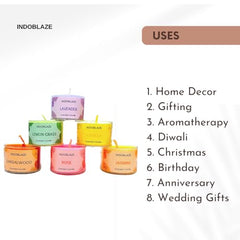 Indoblaze Aroma Candles Gift Set | 6 Fragrances Aroma Candle | Scented Candles Set | Perfect for Gifting (Pack of 12)