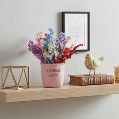 Dekorly Premium Artificial New Rose Flower with Pink Decorative Pot (Storage Large) – 22 cm Faux Flower Arrangement for Home Decor Living Room Bedroom Office Decor (1, Rose)