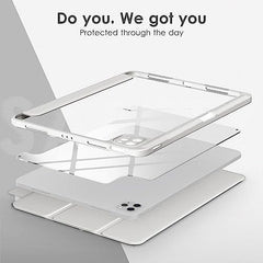 ProElite Case for iPad Air 11 Inch M4/M3/M2 2026/2025/2024, iPad Air 10.9 inch 5th/4th Gen & iPad Pro 11 inch 4th/3rd Gen 2022 case Cover, Transparent Smart Flip Cover with Pencil Holder, Lavender