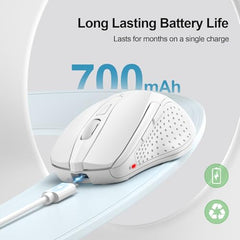 TECKNET Wireless Mouse, BT 5.0/2.4G, Rechargeable 6-DPI Silent, Grey