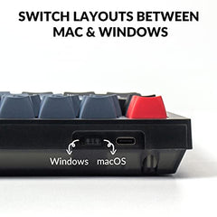 Keychron V1 Wired Mechanical Keyboard, 75% Layout, Frosted Black QMK/VIA Programmable, Hot-swappable K Pro Red Switch, Mac Windows Linux Compatible, Translucent, USB-C