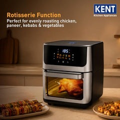 KENT Digital Air Fryer 5L | 1400W | Bake, Grill & Roast | Up to 80% Less Oil Usage | 8 Preset Menu | Rapid Heat Circulation | Digital Display & Touch Control Panel | Glass Window with in built Light