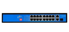 Hanutech Ai Watchdog Featured 16 Port PoE Switch - 16*10/100Mbps PoE Ports + 2*100/1000Mbps RJ45 Uplinks + 1*1.25G SFP @ 250W Extension up to 250 Meters - 1 Year Warranty
