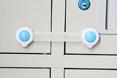 SYGA 12 Pcs Baby Safety Locks | Child Proof Cabinets, Drawers, Appliances, Toilet Seat, Fridge and Oven | Tools Not Required | Uses Dual Adhesive Tape and Latch System (Blue Smiley)