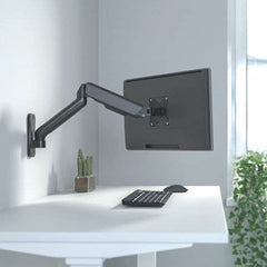 Jin Office Wall Mounted Monitor Stand for 13-32 Inch Monitors| 8Kg Weight Capacity| Spring Assisted Monitors Stand | Adjustable Metal Wall Monitor Arm Mount | (Black)